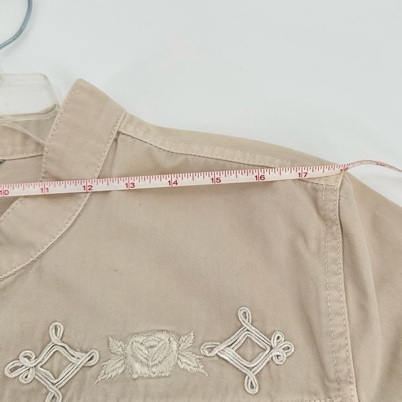Caribbean Joe Antiqued Collection Short Beige Embroidered Rose Jacket Size 2XL - Picture 11 of 16